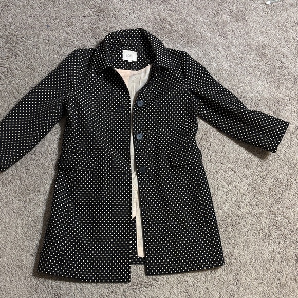 LOFT Jackets & Blazers - LOFT Black and White Polka Dot Trench Coat